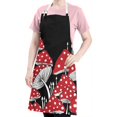 thumbnail image 5 of Red Mushroom Line Black Pattern Apron-Garden Aprons for Women with Pockets-Cotton Linen Waterproof Kitchen Cooking Gardening Aprons Adjustable for Kitchen,Cooking,BBQ and Salon 33x27 Inch, 5 of 7