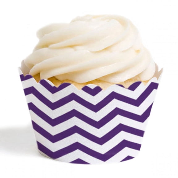 Dress My Cupcake Standard Cupcake Wrappers, Chevron, Royal Purple, Set of 12