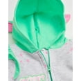 thumbnail image 3 of STAR WARS The Mandalorian Baby Girls Hooded Bodysuit - Baby Yoda Sweatshirt Fleece Zip Up One Piece Pink/Yellow, 12M, 3 of 6