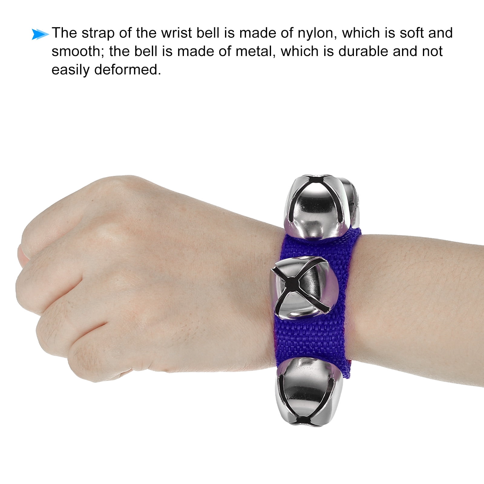 12pcs Wrist Bells, Jingle Bells Ankle Bells Percussion Instruments Musical Rhythm Band 4 Silver Bells, Dark Navy Blue