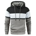thumbnail image 4 of Htigea Mens Hoodies Pullover Sweatshirt Color Block Fleece Long Sleeve Patchwork Casual Hoodie with Pockets Gray,XXXL, 4 of 5