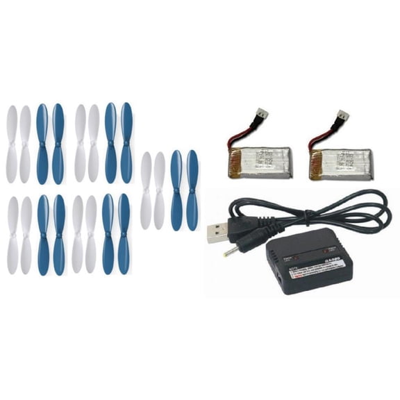 HobbyFlip 3.7v 350mAh 25c Lipo Battery Dual Charger Propeller Props Compatible with Holy Stone HS170 Predator