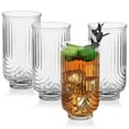 thumbnail image 1 of 4 Pcs Vintage Art Glassware, Trendy Ripple Glass Cups Set of 4, Fashionable Arch Design Highball Glasses, Classic Transparent Coffee Cups for Cocktail, Juice, Water, 1 of 6