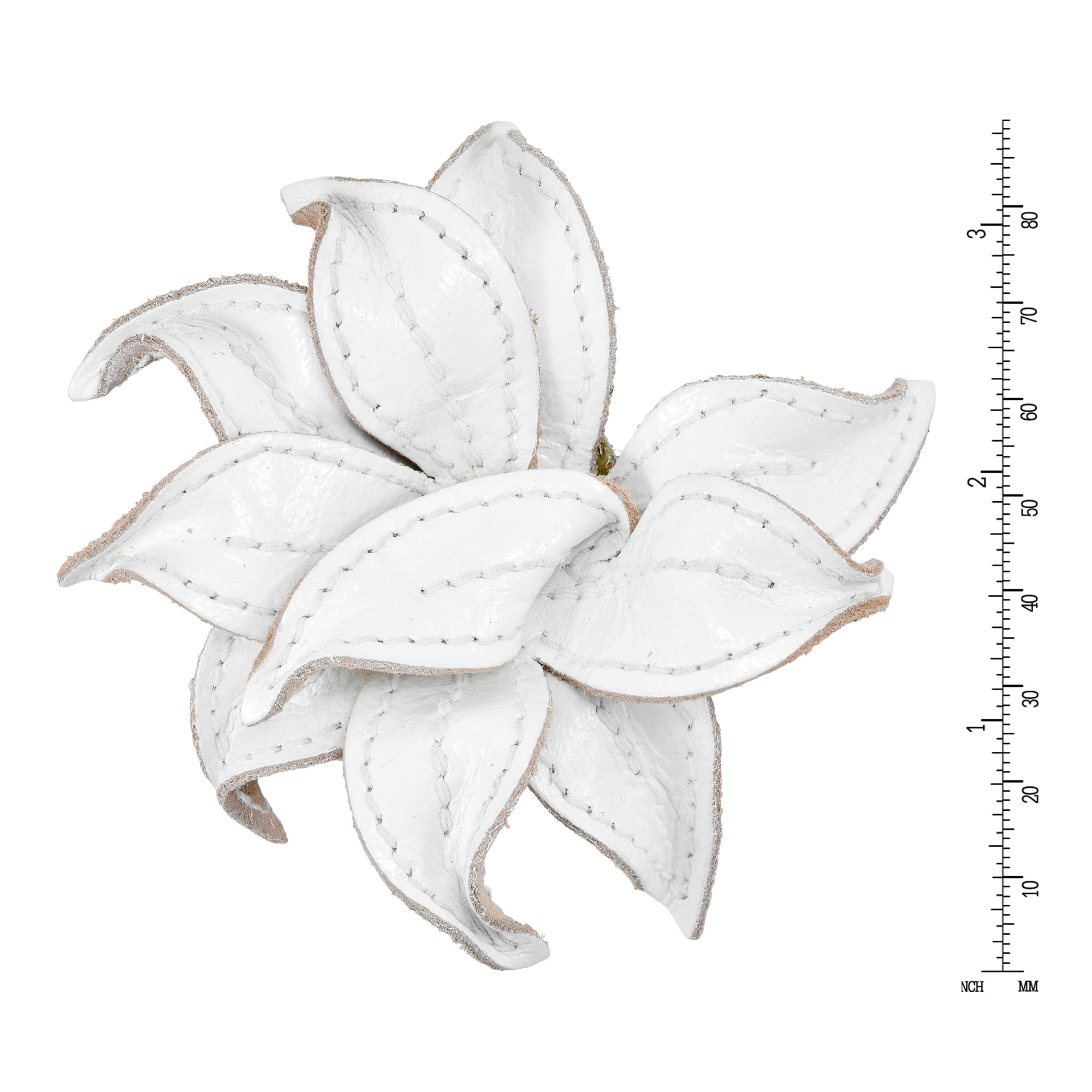 Elegant White Genuine Leather Lily 2 in 1 Multi-Wear Brooch Pin or Hair Clip