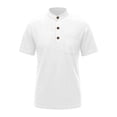 thumbnail image 5 of Henley Shirts for Men 2026 Summer Short Sleeve Casual Loose Waffle Plain Tshirts Polo Shirt with Chest Pocket, 5 of 5