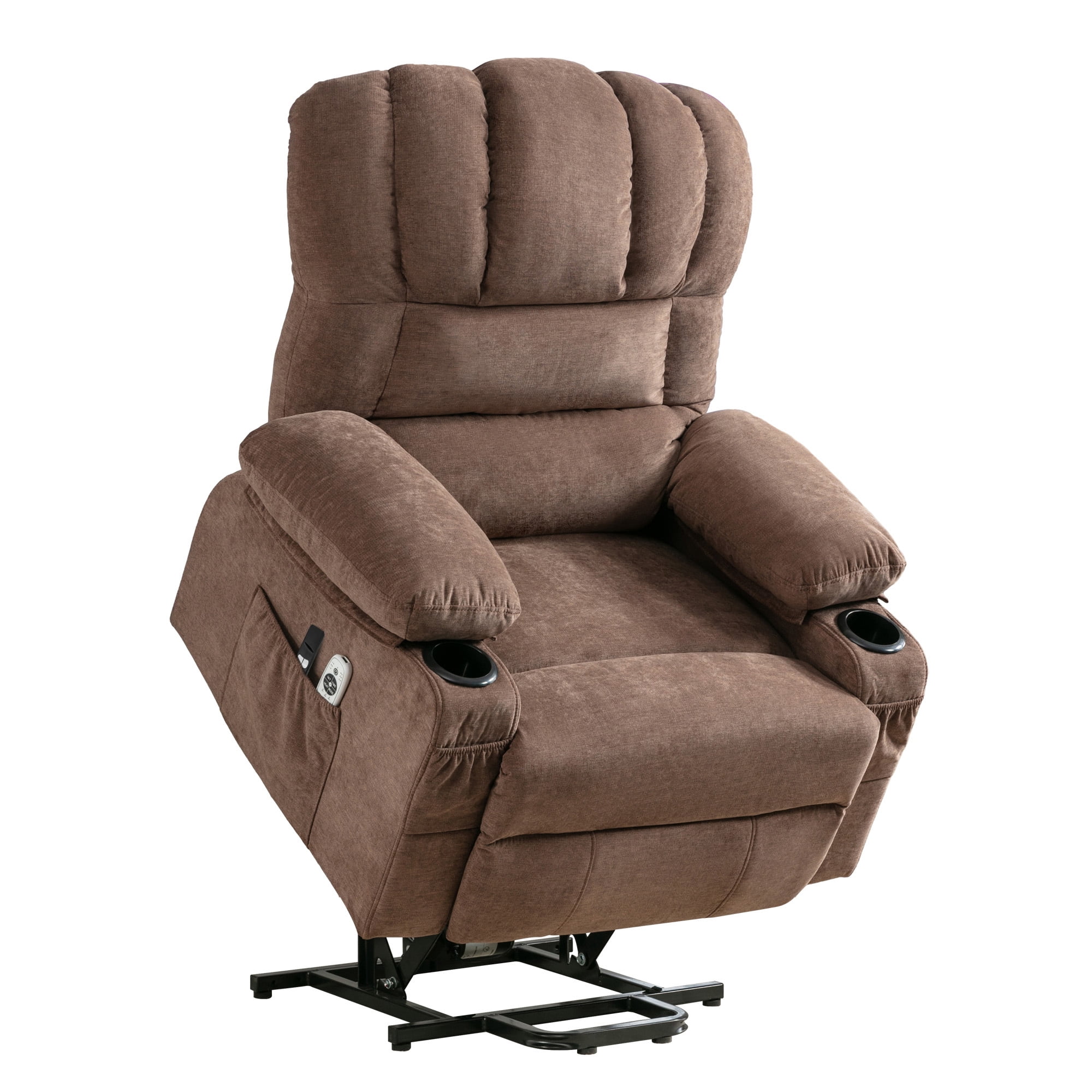 Segmart Power Lift Recliner Chair for Elderly with Massage & Heat, 350lbs Capacity, Soft Linen Fabric, Remote Control, USB Port, Brown – Electric Lounge Chair for Living Room