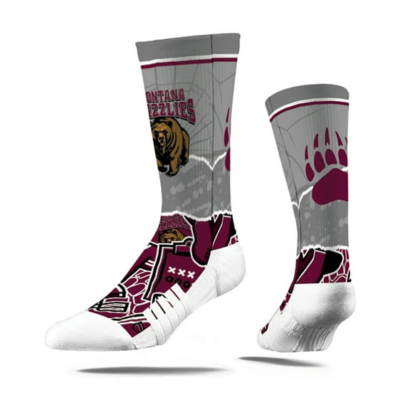 Strideline Montana Grizzlies Tear-Out Logo NCAA Licensed Crew Socks (S)
