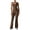 Coffee, variant on Women's Sleeveless Flared Jumpsuit Sexy Backless Bodycon V Back Bodycon Yoga Jumpsuit Seamless Fitness Bodysuit
