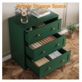 thumbnail image 4 of 3 Drawer Nightstand, Large Bedside Table with Golden Round Knobs, Modern Wood End Table, Accent Side Table Chest of Drawers for Bedroom, Living Room, Hallway, Closet, Green 1, 4 of 9