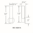 thumbnail image 4 of WAC Lighting Turbo 14" 1-Light 3500K LED Aluminum Wall Sconce in Brushed Nickel, 4 of 4