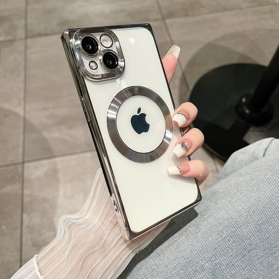 Compatible with iPhone 16 Case MagSafe with Camera Lens Protector, Full Protection Clear Magnetic Case Compatible with MagSafe Anti-Scratch Case Cover for iPhone 16, Silver
