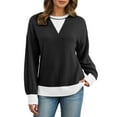 thumbnail image 2 of Crewneck Sweatshirts for Women 2025 Fall Winter Long Sleeve Casual Color Block Sweatshirt Pullover Tops, 2 of 5