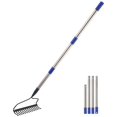 thumbnail image 1 of Garden Rake, 6FT Bow Rake with Adjustable Long Handle, 14 Metal Tines Metal Head Garden Rake for Loosening Soil Gathering Leaf Lev, 1 of 7