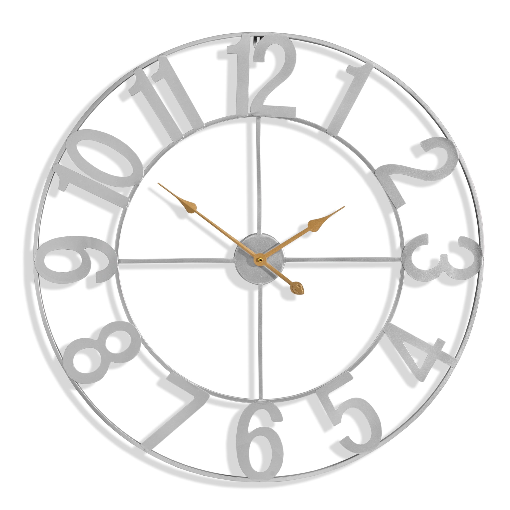 Sorbus Large Wall Clock for Living Room Decor - Wall Clock for Kitchen - 32 inch Big Wall Clock Decorative - Battery Operated Analog Large Clock for Bedroom, Home, Kitchen, Office, Wall Decor (Silver)