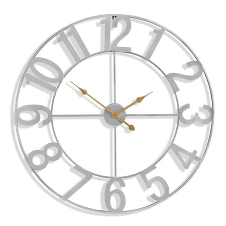 Sorbus Large Wall Clock for Living Room Decor - Wall Clock for Kitchen - 32 inch Big Wall Clock Decorative - Battery Operated Analog Large Clock for Bedroom, Home, Kitchen, Office, Wall Decor (Silver)