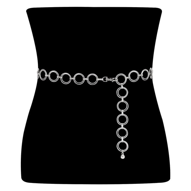 Cinturón de metal con cadena ajustable para mujer, cinturón de moda