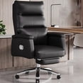 thumbnail image 3 of Cushion Swivel Office Chair Leather Waiting Ergonomic Nordic Armchairs Working Foot Rest Cadeira Presidente Office Furniture My Lux Decor Round, 3 of 25