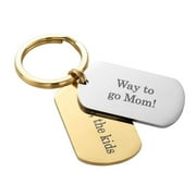 Personalized Two Tone Rounded Stainless Steel Dog Tag Key Ring