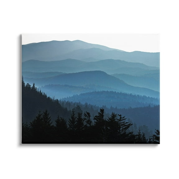 Stupell Blue Layered Mountain Peaks Landscape Photography Gallery Wrapped Canvas Print Wall Art