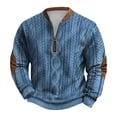 thumbnail image 1 of Tricot pour Hommes à Fermeture Éclair Manches Longues Imprimé Sans Col Chandail en Molleton Décontracté, 1 of 3