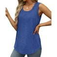 thumbnail image 6 of Yigetop Women Tank Tops Loose Fit, Women's Solid Color Round Neck Vest Summer Fashion Casual Top Woman Tank Top Blue L, 6 of 7