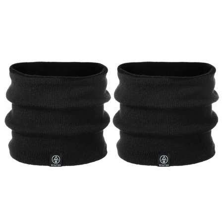 Uxcell 2pcs Neck Warmer Winter Knitted Fleece Windproof Neck Gaiter Black