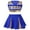 Blue, variant on YiZYiF Kids Girls Cheer Leading Dance Outfit V Neck Crop Tank Top with Pleated Skirt Uniform Costume Blue 6