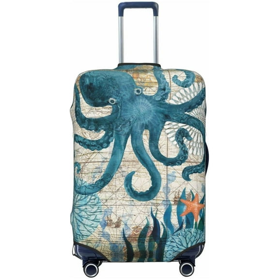 Travel Luggage Cover Ocean Octopus Suitcase Protector Washable Baggage Covers (for 22-24 inch luggage)
