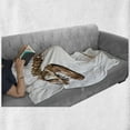 thumbnail image 6 of Dinosaur Soft Flannel Fleece Throw Blanket, Archeology Museum Theme Wild Tyrannosaurus Rex Skeleton Jurassic Period, Cozy Plush for Indoor and Outdoor Use, 50" x 60", Pale Caramel White, by Ambesonne, 6 of 6
