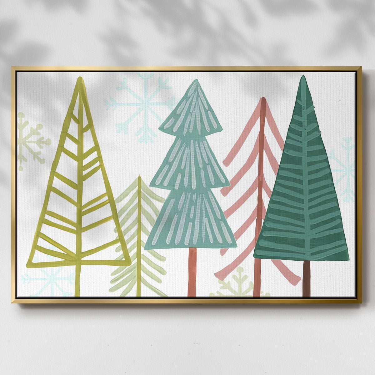 Modern Holiday Collection A - Framed Gallery Wrapped Holiday Canvas - 25 x 37 - Gold Frame