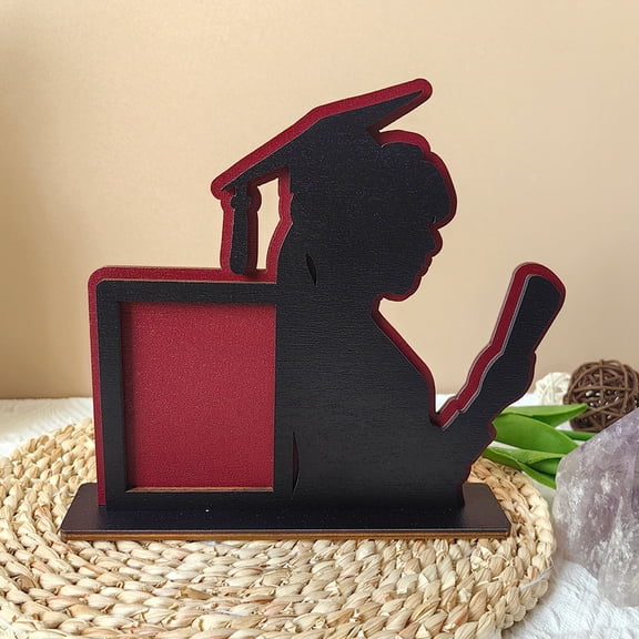 2026 Graduation Decorations Picture Frame Wooden Frame Male Female Graduates Outline 3D Desktop Graduation Picture Display Frame Grad Theme Party Decoration