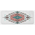 thumbnail image 1 of Tribal Kitchen Mat, Mexican Symmetrical Design 4 Corner Art Pattern, Plush Decorative Kitchen Mat with Non Slip Backing, 47" X 19", Teal and Coral Pink, by Ambesonne, 1 of 1