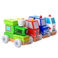 thumbnail image 5 of Juguete educativo para niños, de madera, para montar, coche de policía de bomberos, 5 of 5