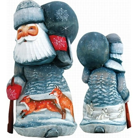 G.Debrekht 820204 Woodcarving Delightful Foxy Santa 6.5 in. - Woodcarved Santa