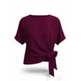 thumbnail image 4 of Womens Cap Sleeve T Shirts 2026 Tie Waist Wrap Tops Crew Neck Short Sleeve Blouses Dressy Casual Tunics Loose Fit Work Business Outfits Lightweight Going Out Tops 2026 Fall Outfits(Wine,L), 4 of 8