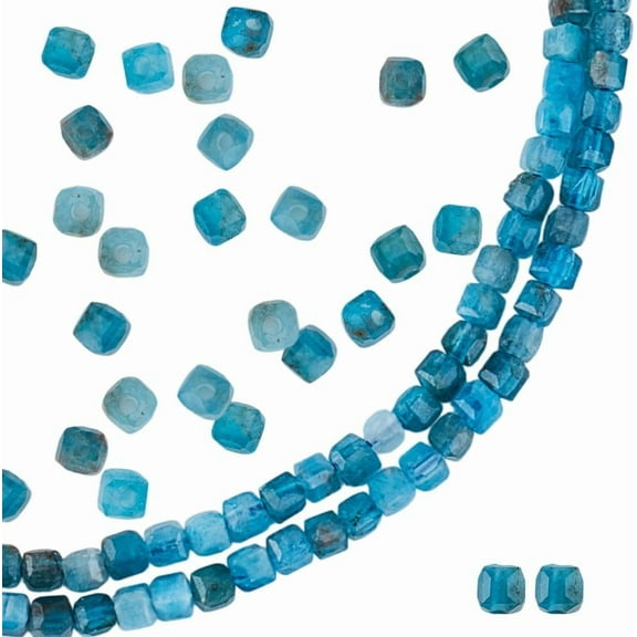 182 Pcs Cube Stone Beads 2mm Natural Faceted Apatite Beads Square Gemstone Beads Stone Loose Beads for Jewelry Making Crafting Hole: 0.6mm