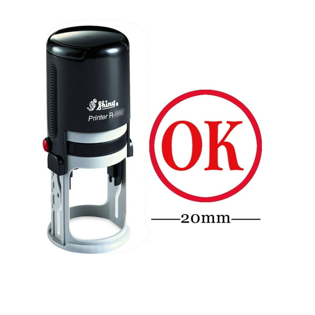 OK Round Self Inking Rubber Stamp Custom Shiny 20 mm mini Stamps Personalised Teachers Stamps