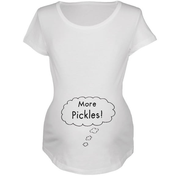 Speech Bubble Baby Talking More Pickles White Maternity Soft T-Shirt - Large