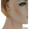 thumbnail image 3 of Pink Faux Pearl Beaded Gold Tone Chain Dangle Chandelier Pierced Earrings 3 7/8", 3 of 3