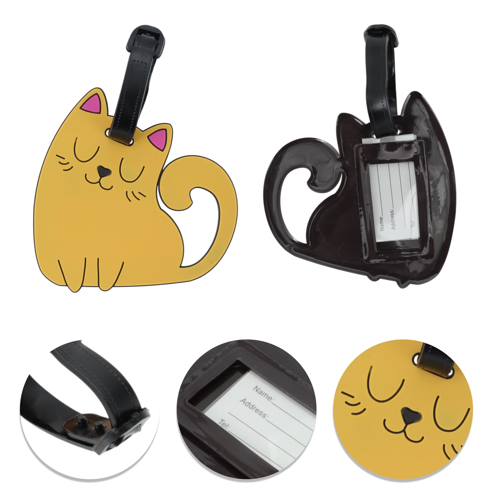 Unique Bargains 1 Pc Stylish Durable Squinting Cat Luggage Tag for Travelling Orange