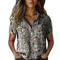 thumbnail image 4 of Shirts For Women Cotton Shirt Printed Fashion Down Shirts Casual Tops Short Sleeve Blouse Long Sleeve Shirts For Women, 4 of 4