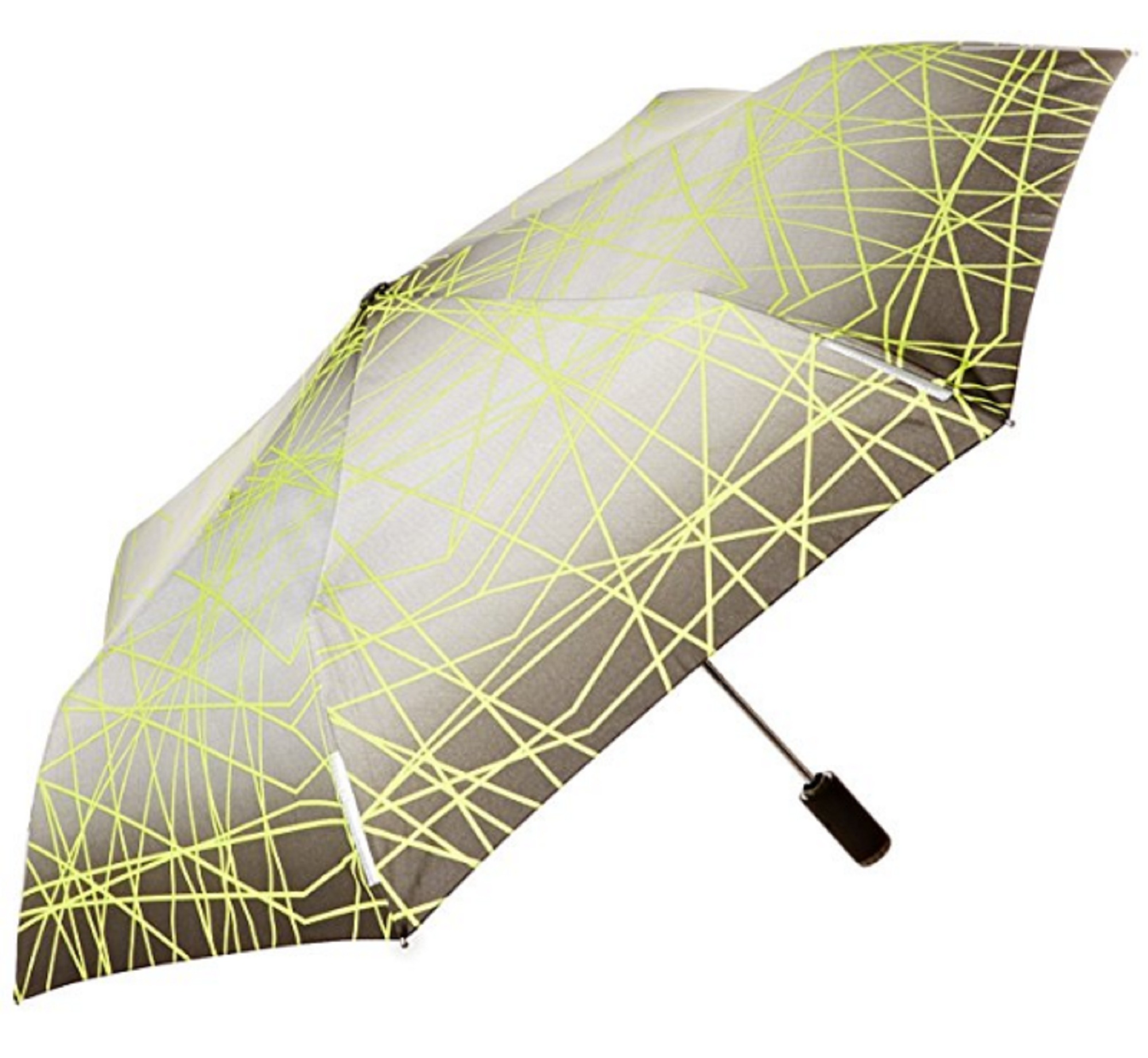 Totes Light N' Go Traveler Umbrella With Push To Open/Close Grey/Green