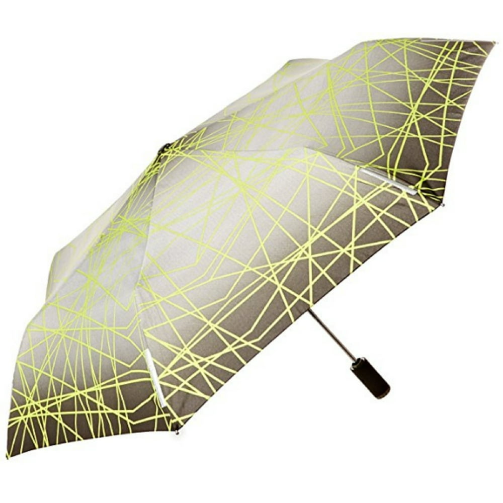 totes Totes Light N' Go Traveler Umbrella With Push To Open/Close Grey/Green 43" Walmart