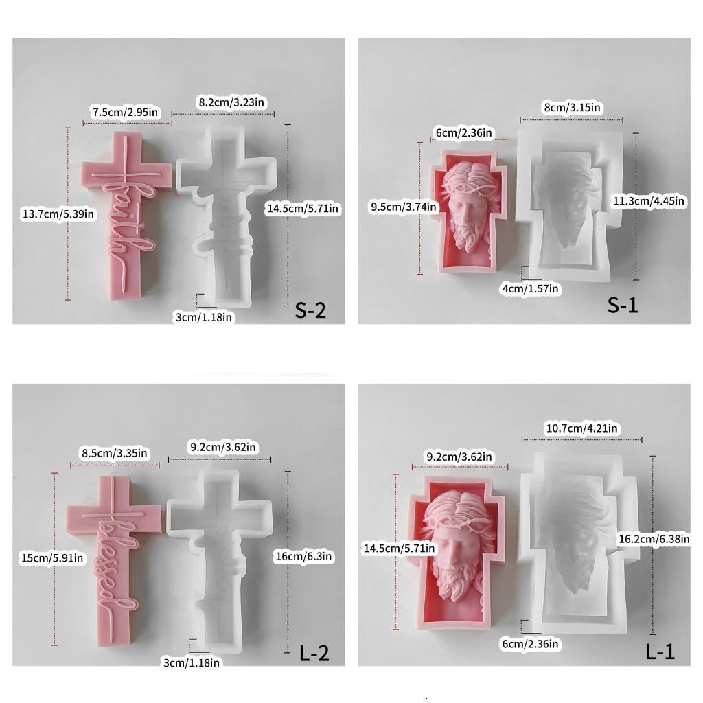 Osdhezcn Silicone Mold Crosses Candle Molds Human Portrait Gypsum Resin Soap Molds Desk Ornament Handmade Gifts for Craft Lover