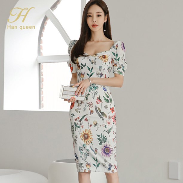 H Han Queen-vestido de tubo con estampado elegante para mujer, Vestidos de vaina simples, Vestidos de verano para fiesta y oficina, Vestidos Bodycon casuales, gran oferta