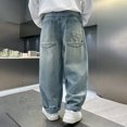 thumbnail image 4 of TBWNWG Boys Baggy Pants,Boys' Loose Fit Jeans Oversized Straight Leg Denim Overalls Wide Leg Baggy Pants for Big Boys,Size 5-6 Years, 4 of 8