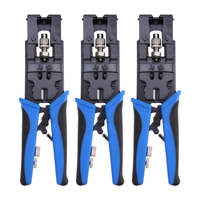 3 Durable Coax Compression Crimper Tool BNC / RCA / F Crimp Connector RG59 / 58/6 Cable Wire Cutter Ajustable Crimping Plier