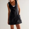 thumbnail image 4 of Minivestido Vaquero para Mujer, con Tirantes Ajustables, Falda Alta, Informal, Tipo Enterito Vaquero. Negro M, 4 of 7