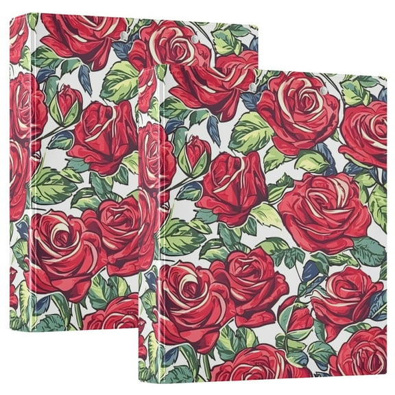 ALAZA Retro Rose Flowers Hardcover 3 Ring Binder 1.5" Round Rings Interior Pockets Binders Organizer 2 Pack