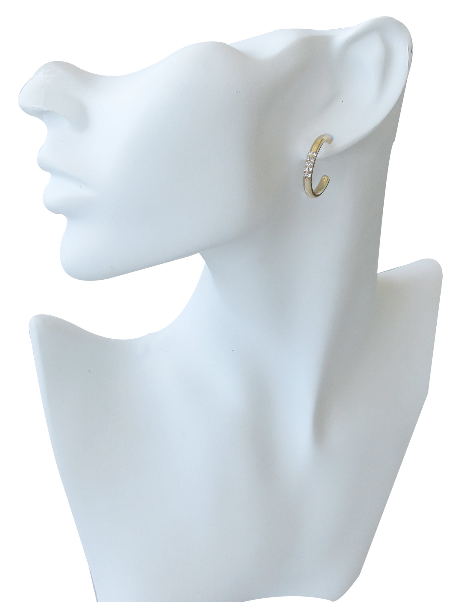 Time and Tru Women's Two Tone Hoop Earring Set with Faux Crystals, 6-Piece